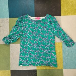 Lilly Pulitzer Zebra Print Rouched Sleeve Sweater Size M